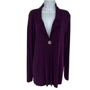 Chicos Travelers Purple Single-Button Long Sleeve Blazer Jacket Size 3 US XL